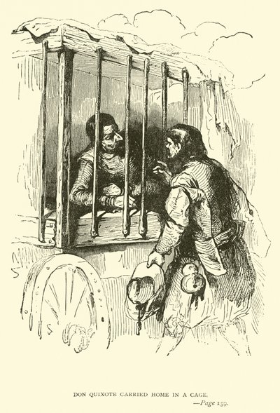 Don Quichotte ramené chez lui dans une cage - John Gilbert